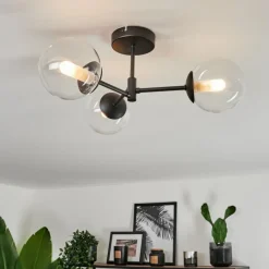 Plafonnier Yucao Noir, 3 lumières