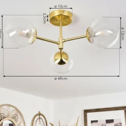 Plafonnier Yucao Or, 3 lumières