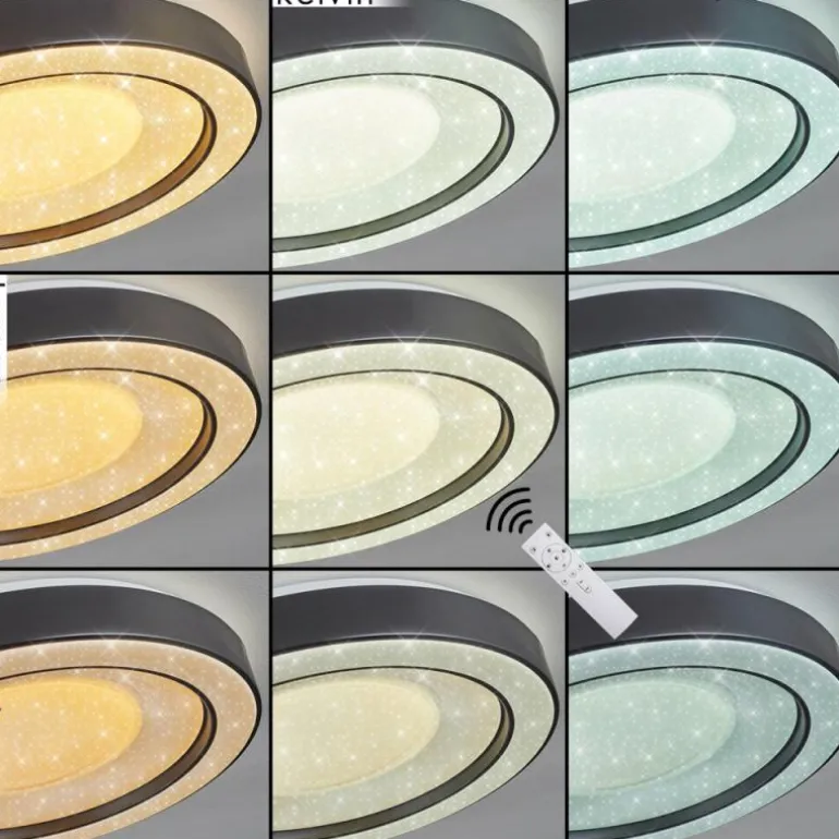 Plafonnier Zeballos LED Blanc, 1 lumière, Télécommandes, Changeur de couleurs