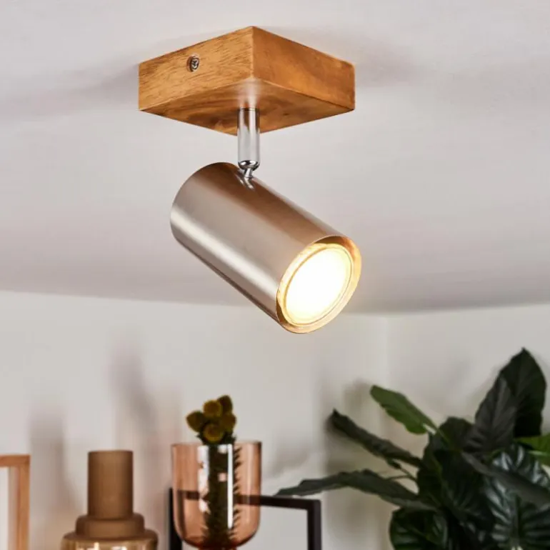 Plafonnier Zuoz Bois clair, 1 lumière