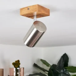 Plafonnier Zuoz Bois clair, 1 lumière