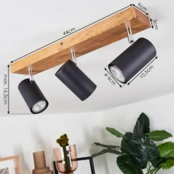 Plafonnier Zuoz Bois clair, 3 lumières