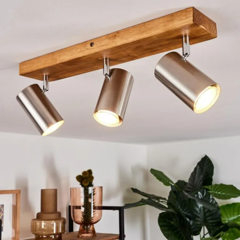 Plafonnier Zuoz Bois clair, 3 lumières