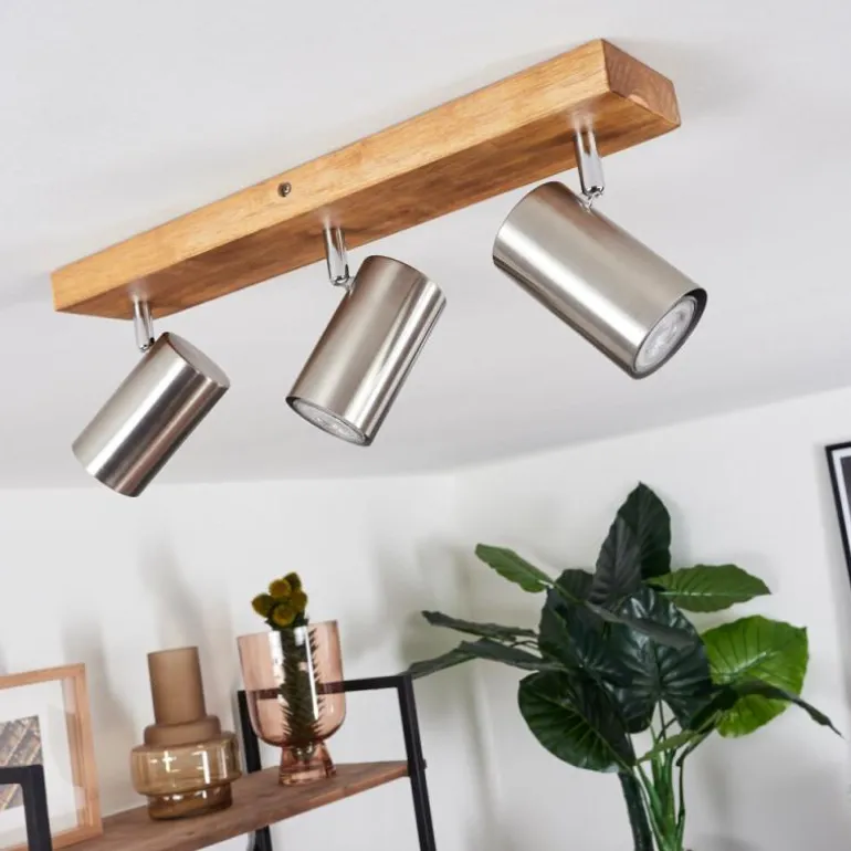 Plafonnier Zuoz Bois clair, 3 lumières