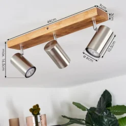 Plafonnier Zuoz Bois clair, 3 lumières