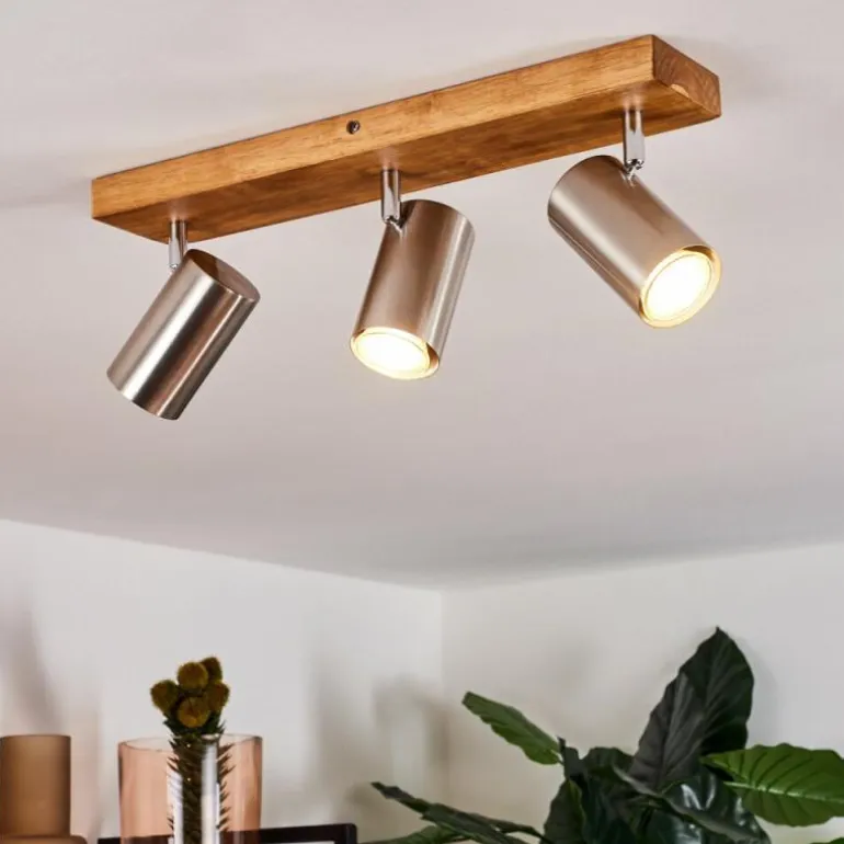 Plafonnier Zuoz Bois clair, 3 lumières