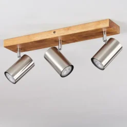 Plafonnier Zuoz Bois clair, 3 lumières
