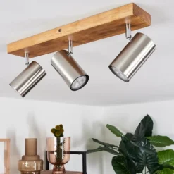 Plafonnier Zuoz Bois clair, 3 lumières