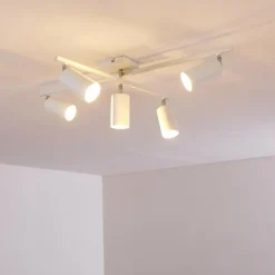 Plafonnier Zuoz Chrome, Blanc, 5 lumières
