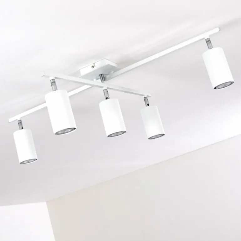 Plafonnier Zuoz Chrome, Blanc, 5 lumières