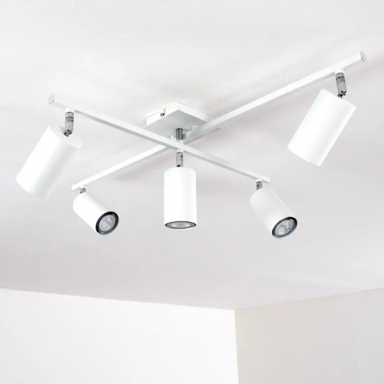 Plafonnier Zuoz Chrome, Blanc, 5 lumières