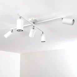 Plafonnier Zuoz Chrome, Blanc, 5 lumières