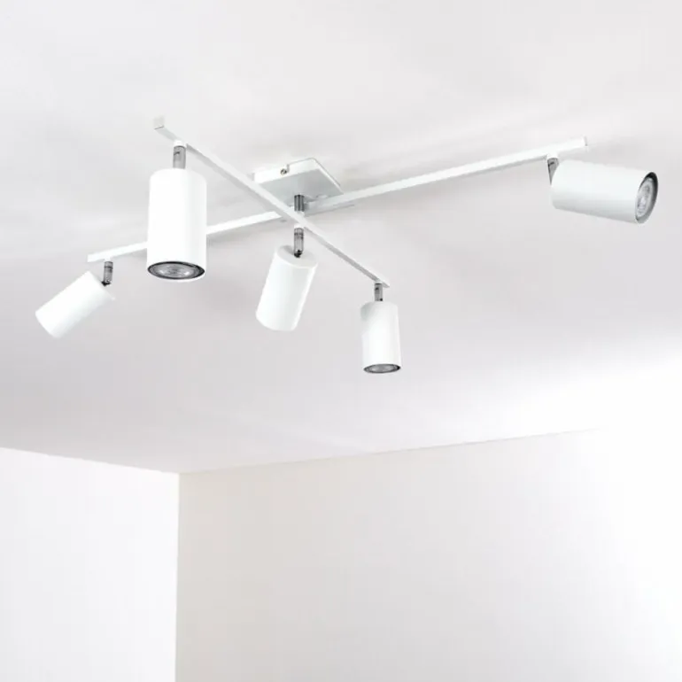 Plafonnier Zuoz Chrome, Blanc, 5 lumières