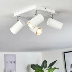 Plafonnier Zuoz Chrome, Blanc, 4 lumières