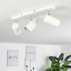 Plafonnier Zuoz Chrome, Blanc, 3 lumières