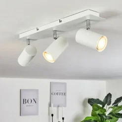 Plafonnier Zuoz Chrome, Blanc, 3 lumières