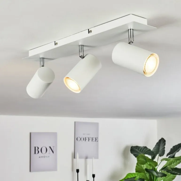 Plafonnier Zuoz Chrome, Blanc, 3 lumières