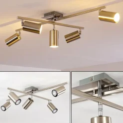 Plafonnier Zuoz Chrome, Nickel mat, 5 lumières