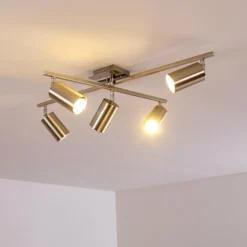 Plafonnier Zuoz Chrome, Nickel mat, 5 lumières