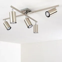 Plafonnier Zuoz Chrome, Nickel mat, 5 lumières