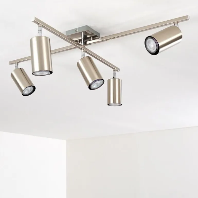 Plafonnier Zuoz Chrome, Nickel mat, 5 lumières