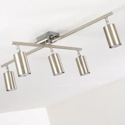 Plafonnier Zuoz Chrome, Nickel mat, 5 lumières