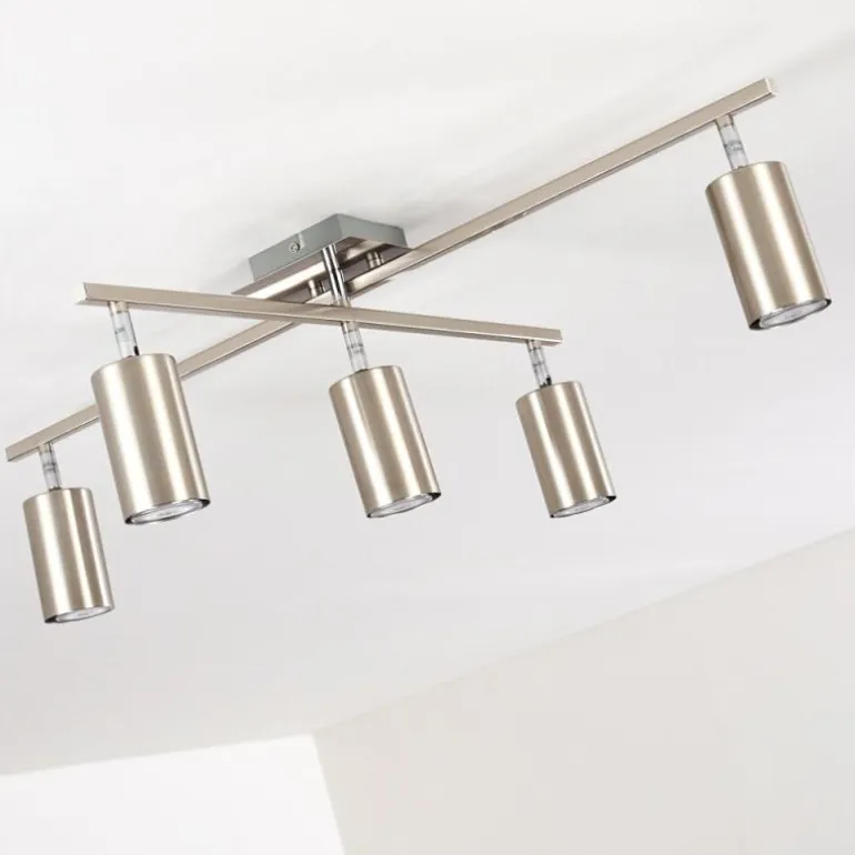 Plafonnier Zuoz Chrome, Nickel mat, 5 lumières