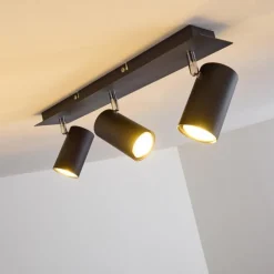 Plafonnier Zuoz Chrome, Noir, 3 lumières