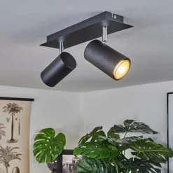 Plafonnier Zuoz Chrome, Noir, 2 lumières