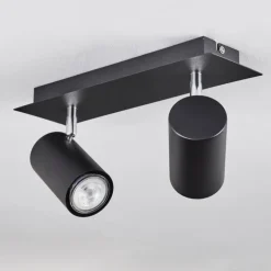 Plafonnier Zuoz Chrome, Noir, 2 lumières