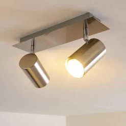 Plafonnier Zuoz Nickel mat, 2 lumières
