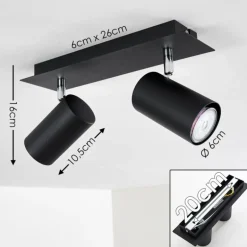 Plafonnier Zuoz Noir, 2 lumières