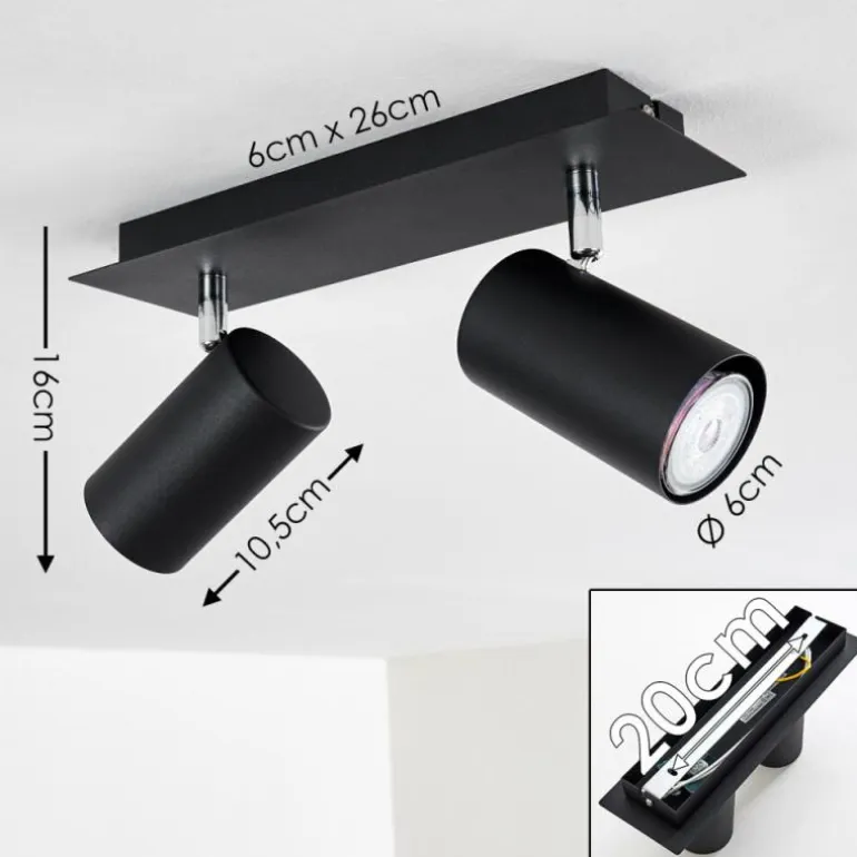 Plafonnier Zuoz Noir, 2 lumières