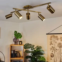 Plafonnier Zuoz Vieux laiton, 5 lumières