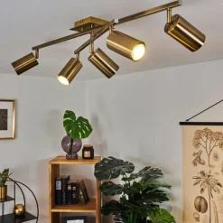 Plafonnier Zuoz Vieux laiton, 5 lumières