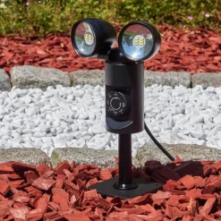 Plingshult Luminaire extérieur, Pieu, Eclairage de chemin LED Noir, 2 lumières