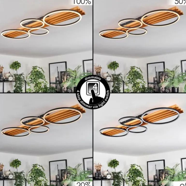 Pompu Plafonnier LED Écru, Noir, 1 lumière