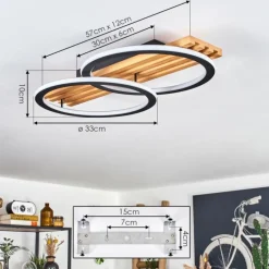 Pompu Plafonnier LED Écru, Noir, 1 lumière
