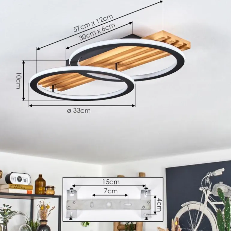 Pompu Plafonnier LED Écru, Noir, 1 lumière