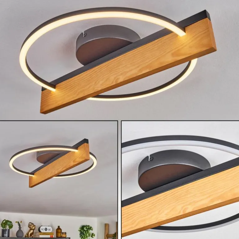 Pompu Plafonnier LED Écru, Noir, 1 lumière