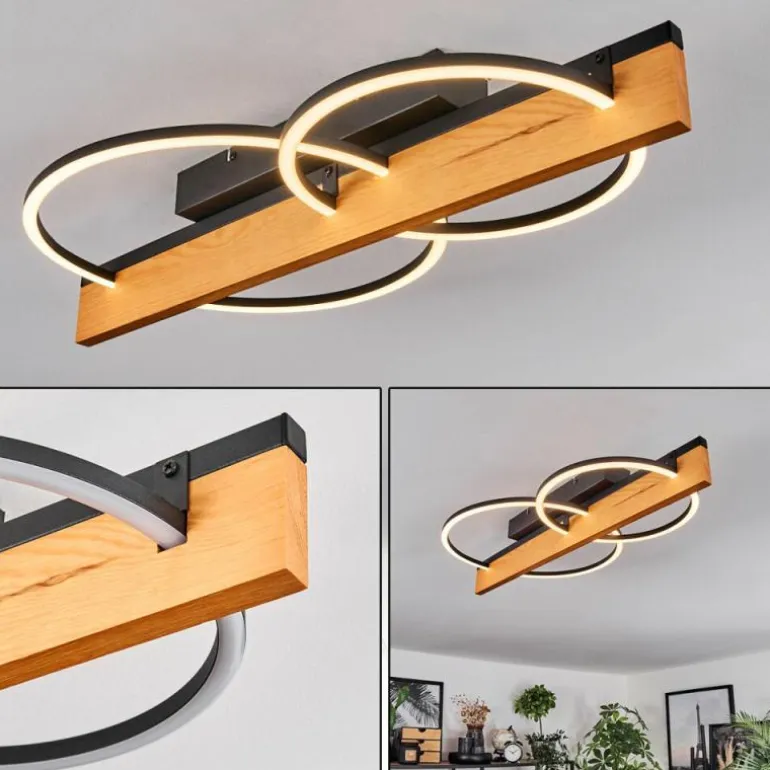 Pompu Plafonnier LED Écru, Noir, 1 lumière
