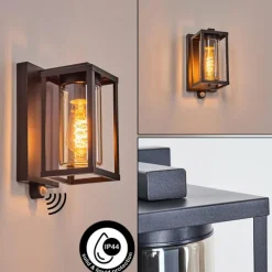 Portalis Lampe murale d´extérieur Noir, 1 lumière, Détecteur de mouvement