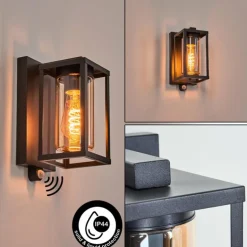 Portalis Lampe murale d´extérieur Noir, 1 lumière, Détecteur de mouvement