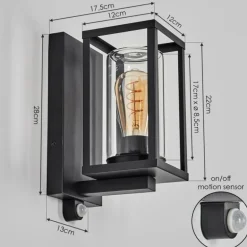 Portalis Lampe murale d´extérieur Noir, 1 lumière, Détecteur de mouvement