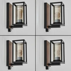 Portalis Lampe murale d´extérieur Brun, Couleur bois, Noir, 1 lumière, Détecteur de mouvement