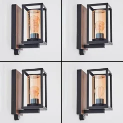 Portalis Lampe murale d´extérieur Brun, Couleur bois, Noir, 1 lumière, Détecteur de mouvement