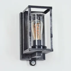 Portalis Lampe murale d´extérieur Noir, Argenté, 1 lumière, Détecteur de mouvement