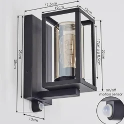 Portalis Lampe murale d´extérieur Noir, 1 lumière, Détecteur de mouvement