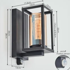 Portalis Lampe murale d´extérieur Noir, 1 lumière, Détecteur de mouvement