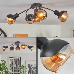 Qaran Plafonnier Noir, 5 lumières